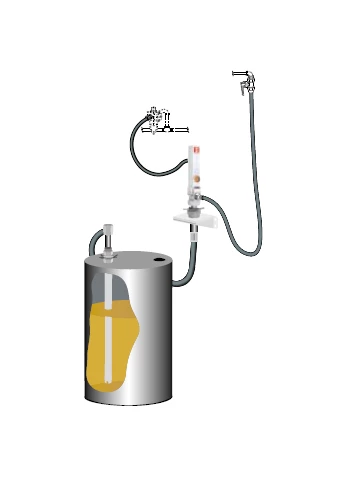 Комплект для откачки масла из бочки 205 л с насосом PM2, коэф. сжатия 3:1, монтаж на стену