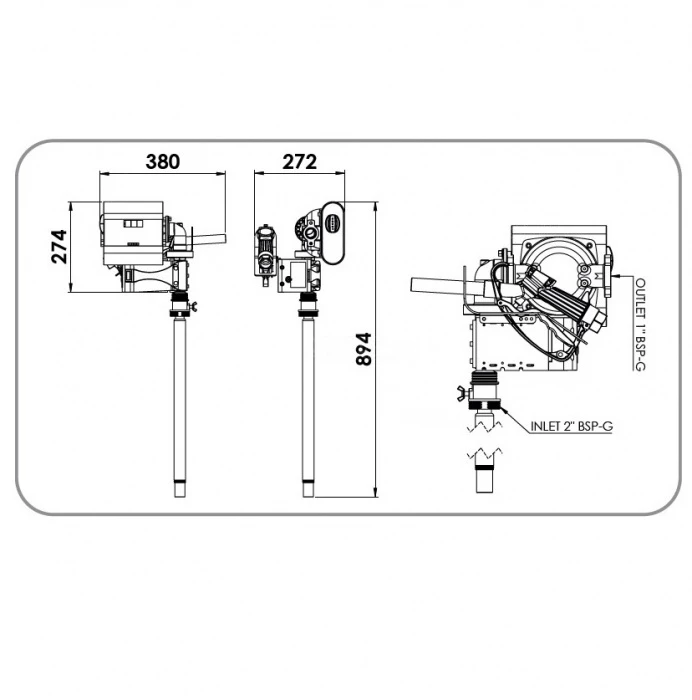 Заправочный комплект для дизеля 24 в Adam Pumps Drum Tech 40 24V DT40401